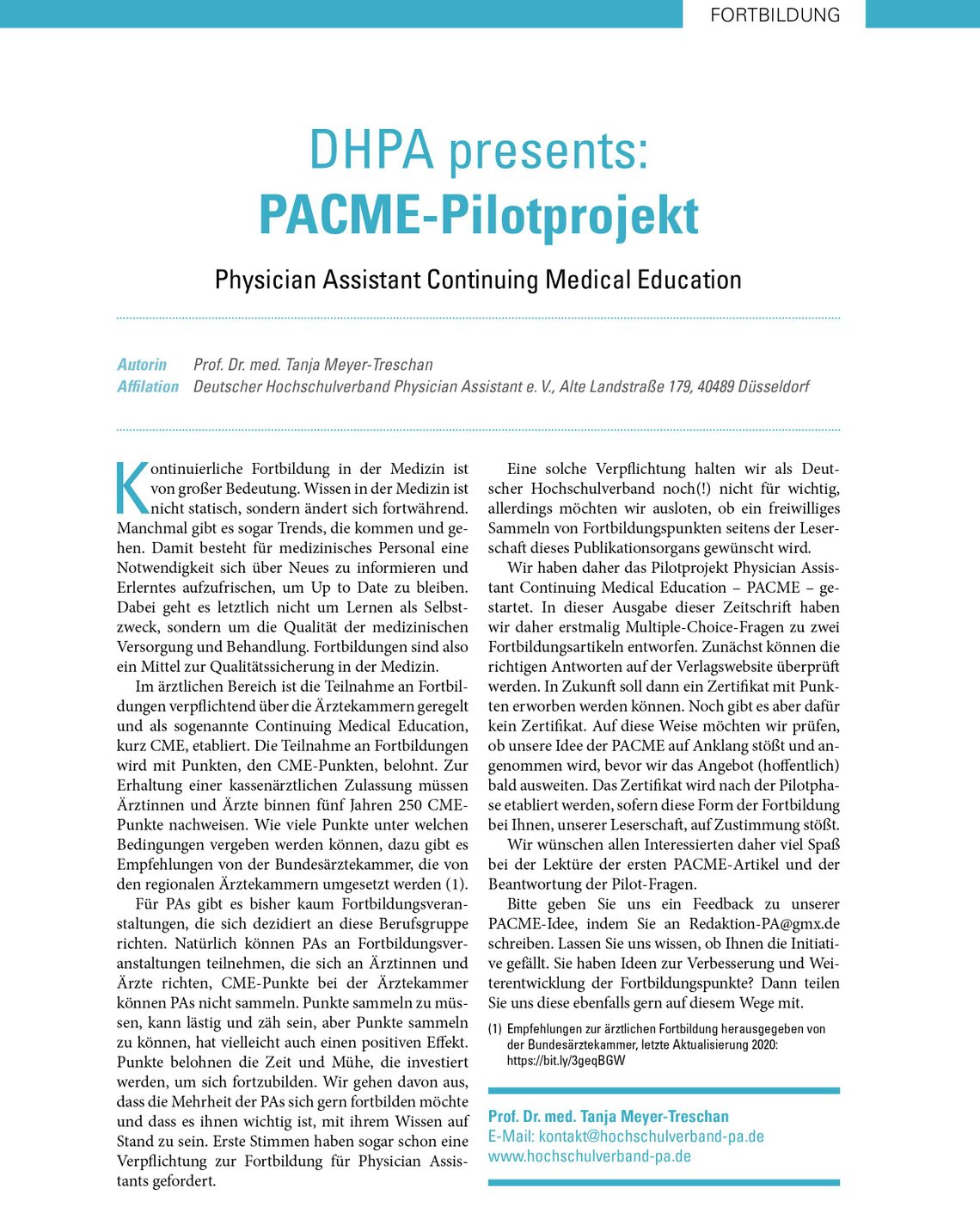DHPA presents: PACME-Pilotprojekt